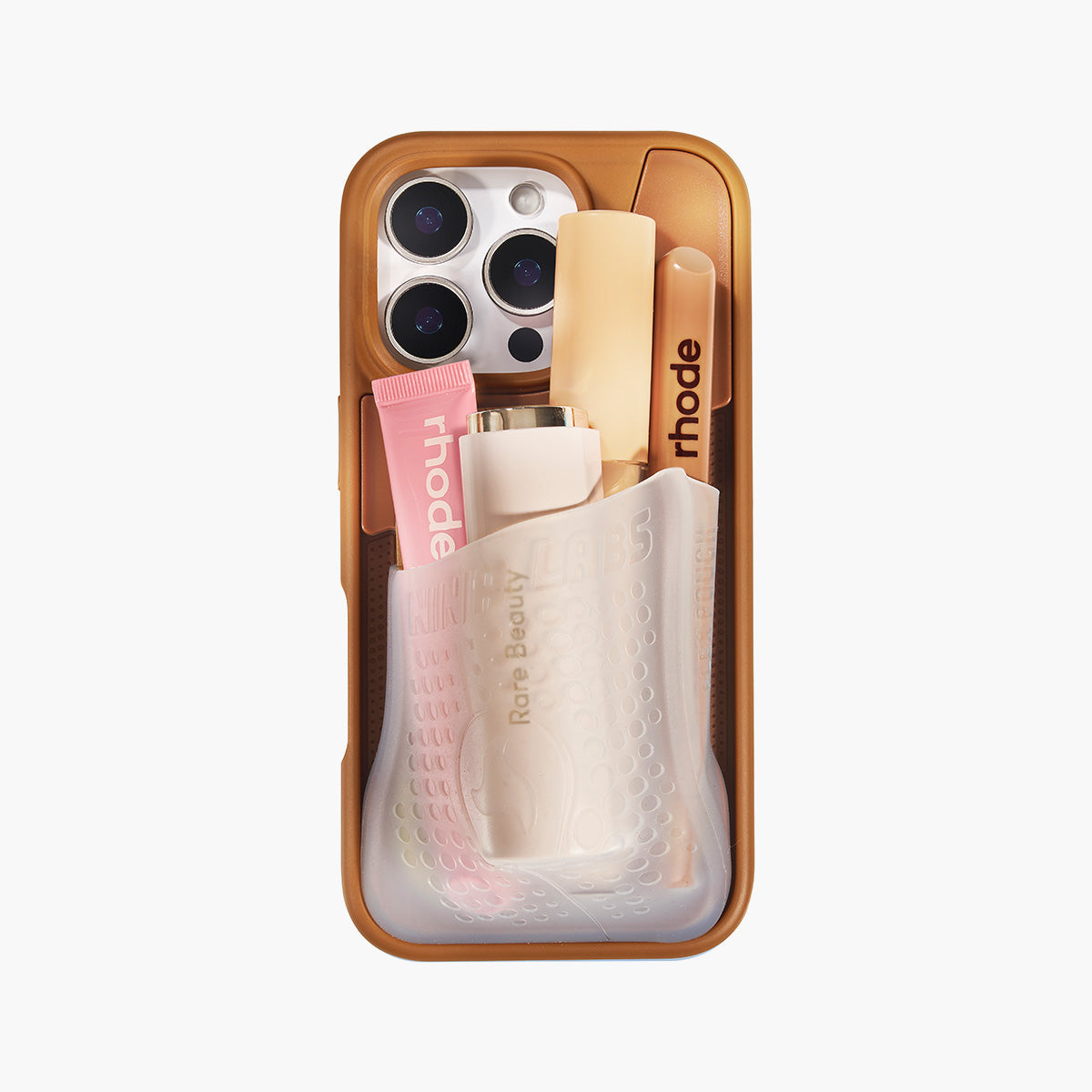 Coque pour iPhone 13 KangarooCase de DiniaLabs® en silicone avec motif de kangourou beige.